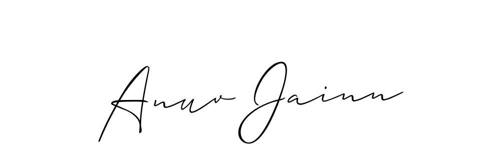The best way (Allison_Script) to make a short signature is to pick only two or three words in your name. The name Anuv Jainn include a total of six letters. For converting this name. Anuv Jainn signature style 2 images and pictures png