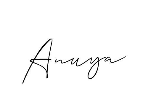 Create a beautiful signature design for name Anuya. With this signature (Allison_Script) fonts, you can make a handwritten signature for free. Anuya signature style 2 images and pictures png