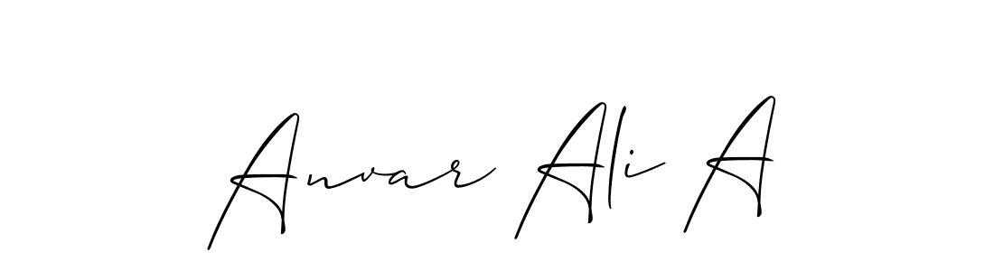 The best way (Allison_Script) to make a short signature is to pick only two or three words in your name. The name Anvar Ali A include a total of six letters. For converting this name. Anvar Ali A signature style 2 images and pictures png
