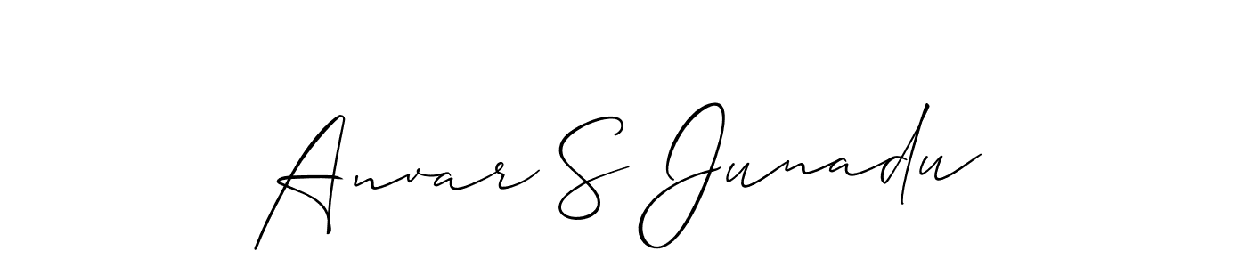 This is the best signature style for the Anvar S Junadu name. Also you like these signature font (Allison_Script). Mix name signature. Anvar S Junadu signature style 2 images and pictures png