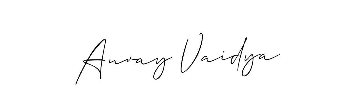 Also You can easily find your signature by using the search form. We will create Anvay Vaidya name handwritten signature images for you free of cost using Allison_Script sign style. Anvay Vaidya signature style 2 images and pictures png