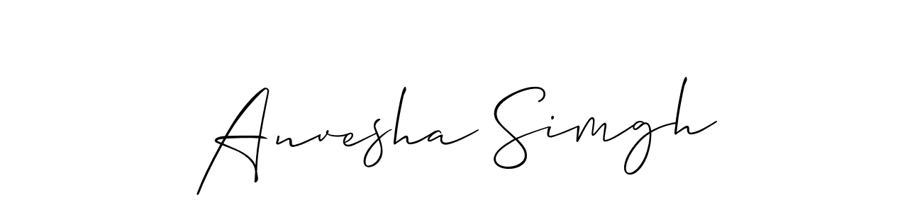 Also You can easily find your signature by using the search form. We will create Anvesha Simgh name handwritten signature images for you free of cost using Allison_Script sign style. Anvesha Simgh signature style 2 images and pictures png