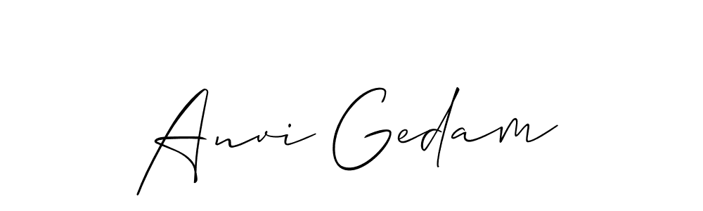 It looks lik you need a new signature style for name Anvi Gedam. Design unique handwritten (Allison_Script) signature with our free signature maker in just a few clicks. Anvi Gedam signature style 2 images and pictures png