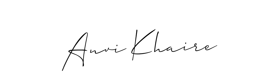 The best way (Allison_Script) to make a short signature is to pick only two or three words in your name. The name Anvi Khaire include a total of six letters. For converting this name. Anvi Khaire signature style 2 images and pictures png