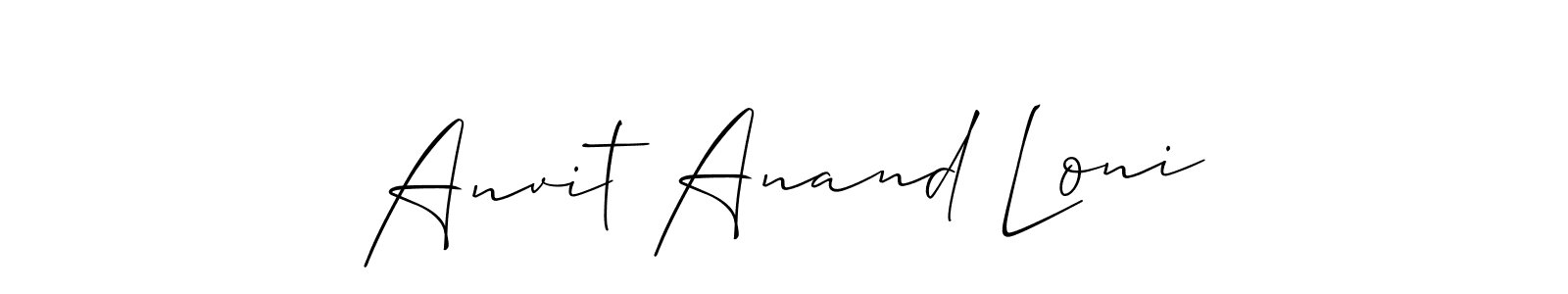 Best and Professional Signature Style for Anvit Anand Loni. Allison_Script Best Signature Style Collection. Anvit Anand Loni signature style 2 images and pictures png