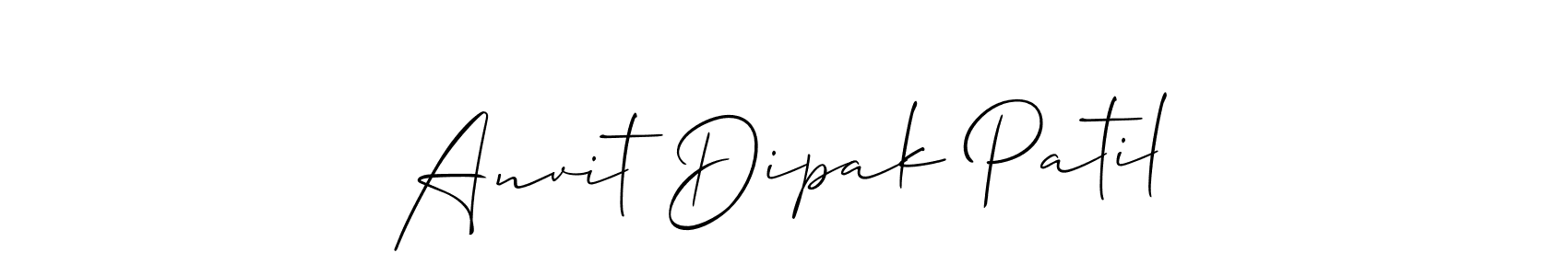 How to make Anvit Dipak Patil name signature. Use Allison_Script style for creating short signs online. This is the latest handwritten sign. Anvit Dipak Patil signature style 2 images and pictures png
