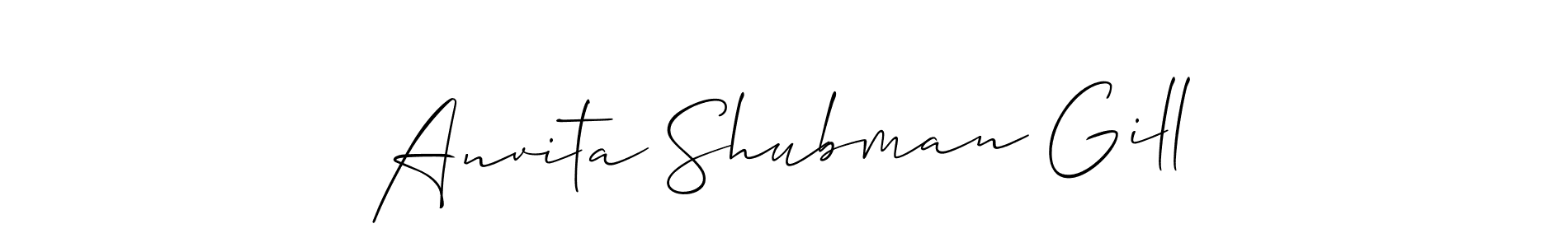Create a beautiful signature design for name Anvita Shubman Gill. With this signature (Allison_Script) fonts, you can make a handwritten signature for free. Anvita Shubman Gill signature style 2 images and pictures png