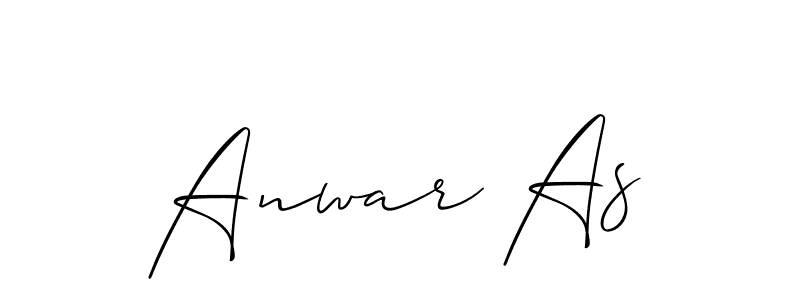 if you are searching for the best signature style for your name Anwar As. so please give up your signature search. here we have designed multiple signature styles  using Allison_Script. Anwar As signature style 2 images and pictures png