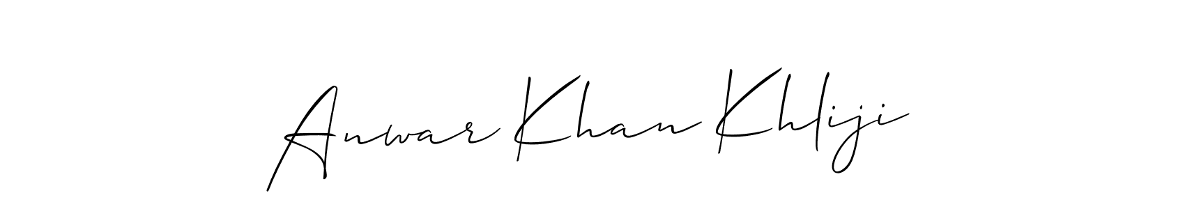 How to make Anwar Khan Khliji name signature. Use Allison_Script style for creating short signs online. This is the latest handwritten sign. Anwar Khan Khliji signature style 2 images and pictures png