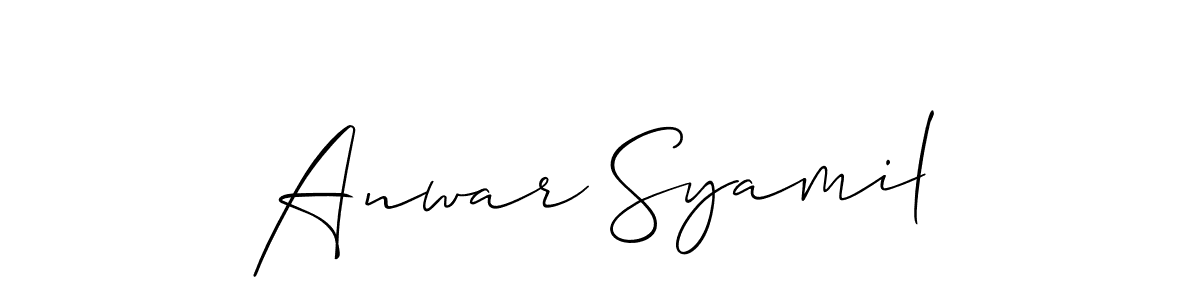 You should practise on your own different ways (Allison_Script) to write your name (Anwar Syamil) in signature. don't let someone else do it for you. Anwar Syamil signature style 2 images and pictures png