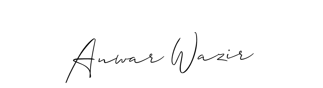 The best way (Allison_Script) to make a short signature is to pick only two or three words in your name. The name Anwar Wazir include a total of six letters. For converting this name. Anwar Wazir signature style 2 images and pictures png