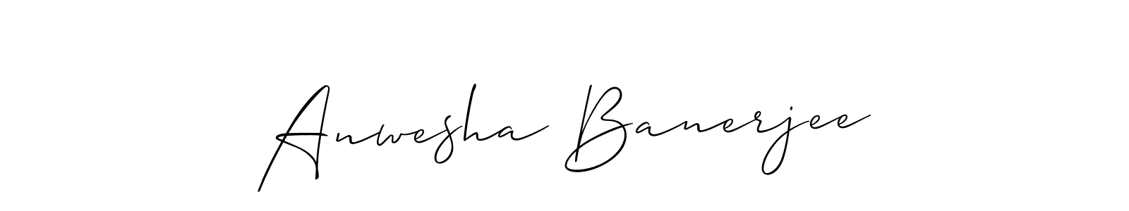 How to make Anwesha Banerjee name signature. Use Allison_Script style for creating short signs online. This is the latest handwritten sign. Anwesha Banerjee signature style 2 images and pictures png