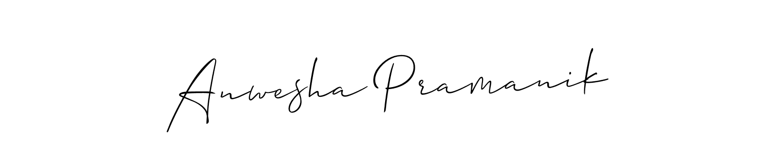 Allison_Script is a professional signature style that is perfect for those who want to add a touch of class to their signature. It is also a great choice for those who want to make their signature more unique. Get Anwesha Pramanik name to fancy signature for free. Anwesha Pramanik signature style 2 images and pictures png