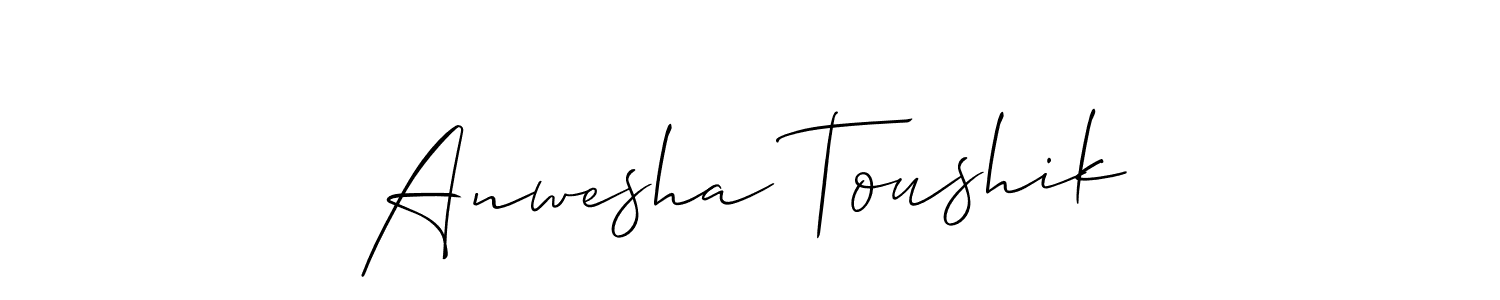 Make a short Anwesha Toushik signature style. Manage your documents anywhere anytime using Allison_Script. Create and add eSignatures, submit forms, share and send files easily. Anwesha Toushik signature style 2 images and pictures png