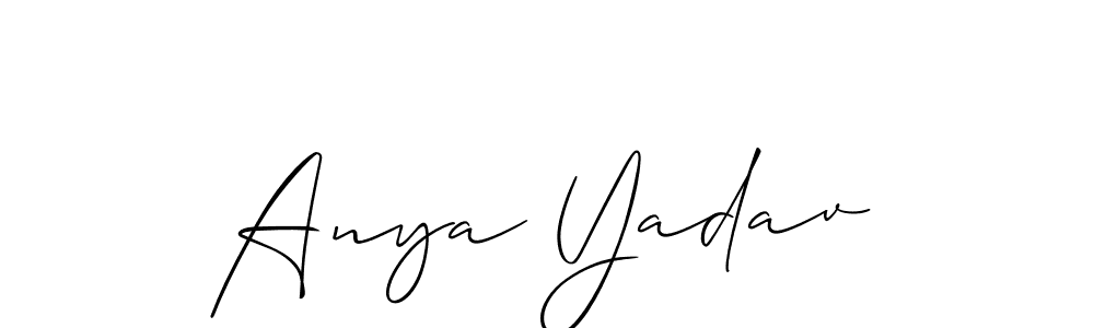 Create a beautiful signature design for name Anya Yadav. With this signature (Allison_Script) fonts, you can make a handwritten signature for free. Anya Yadav signature style 2 images and pictures png