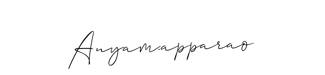 How to make Anyam.apparao name signature. Use Allison_Script style for creating short signs online. This is the latest handwritten sign. Anyam.apparao signature style 2 images and pictures png