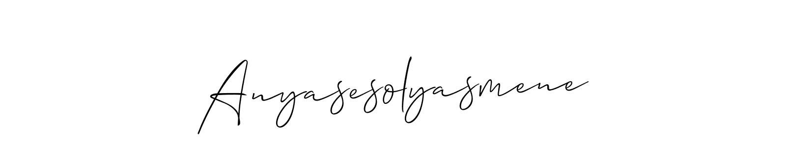 The best way (Allison_Script) to make a short signature is to pick only two or three words in your name. The name Anyasesolyasmene include a total of six letters. For converting this name. Anyasesolyasmene signature style 2 images and pictures png