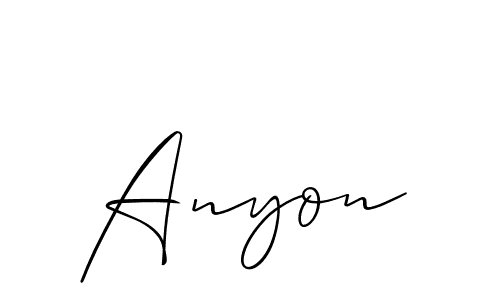 It looks lik you need a new signature style for name Anyon. Design unique handwritten (Allison_Script) signature with our free signature maker in just a few clicks. Anyon signature style 2 images and pictures png