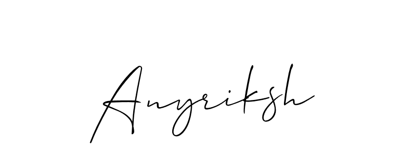 Use a signature maker to create a handwritten signature online. With this signature software, you can design (Allison_Script) your own signature for name Anyriksh. Anyriksh signature style 2 images and pictures png