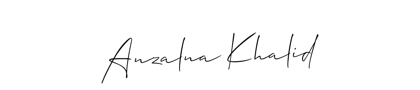 Make a short Anzalna Khalid signature style. Manage your documents anywhere anytime using Allison_Script. Create and add eSignatures, submit forms, share and send files easily. Anzalna Khalid signature style 2 images and pictures png