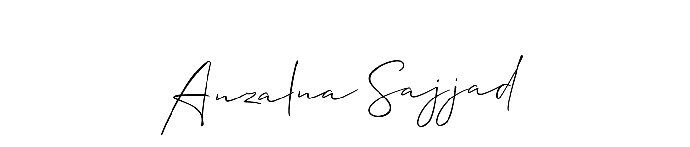 The best way (Allison_Script) to make a short signature is to pick only two or three words in your name. The name Anzalna Sajjad include a total of six letters. For converting this name. Anzalna Sajjad signature style 2 images and pictures png