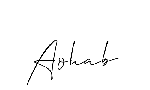 How to make Aohab name signature. Use Allison_Script style for creating short signs online. This is the latest handwritten sign. Aohab signature style 2 images and pictures png