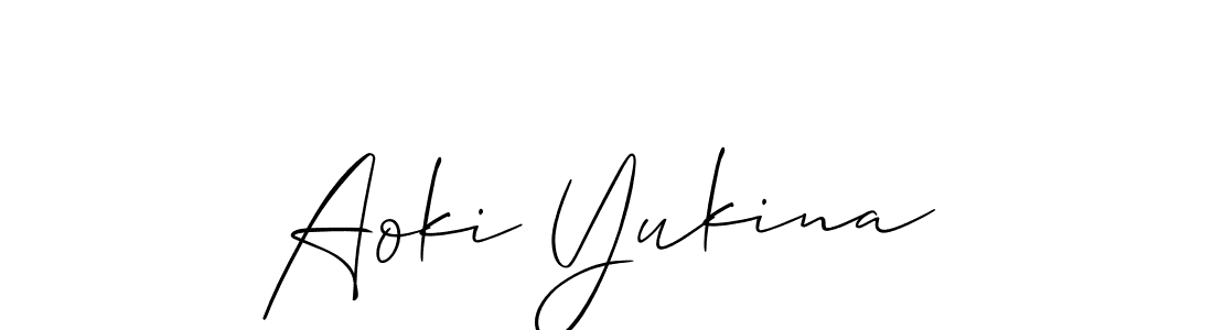 Allison_Script is a professional signature style that is perfect for those who want to add a touch of class to their signature. It is also a great choice for those who want to make their signature more unique. Get Aoki Yukina name to fancy signature for free. Aoki Yukina signature style 2 images and pictures png
