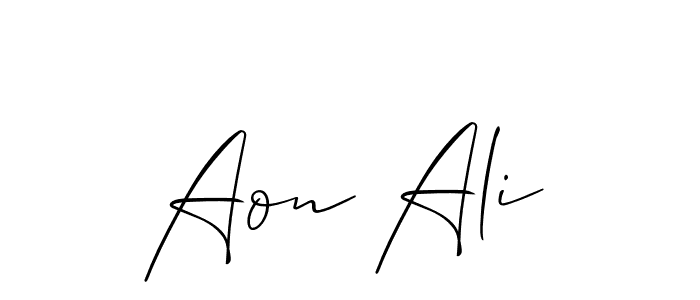 Use a signature maker to create a handwritten signature online. With this signature software, you can design (Allison_Script) your own signature for name Aon Ali. Aon Ali signature style 2 images and pictures png