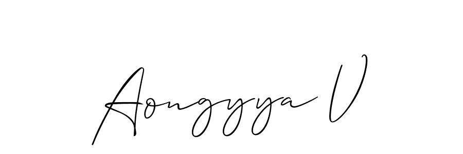 Allison_Script is a professional signature style that is perfect for those who want to add a touch of class to their signature. It is also a great choice for those who want to make their signature more unique. Get Aongyya V name to fancy signature for free. Aongyya V signature style 2 images and pictures png