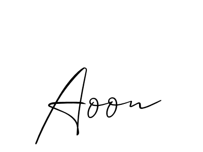 Allison_Script is a professional signature style that is perfect for those who want to add a touch of class to their signature. It is also a great choice for those who want to make their signature more unique. Get Aoon name to fancy signature for free. Aoon signature style 2 images and pictures png