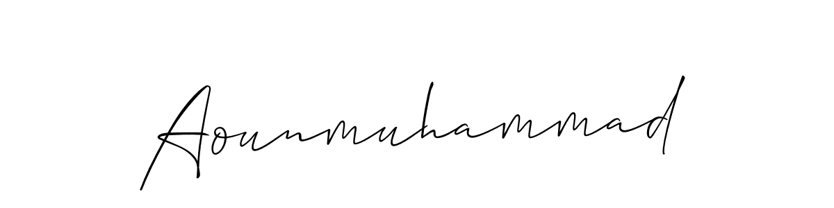 Use a signature maker to create a handwritten signature online. With this signature software, you can design (Allison_Script) your own signature for name Aounmuhammad. Aounmuhammad signature style 2 images and pictures png