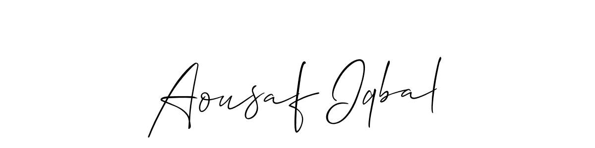 This is the best signature style for the Aousaf Iqbal name. Also you like these signature font (Allison_Script). Mix name signature. Aousaf Iqbal signature style 2 images and pictures png