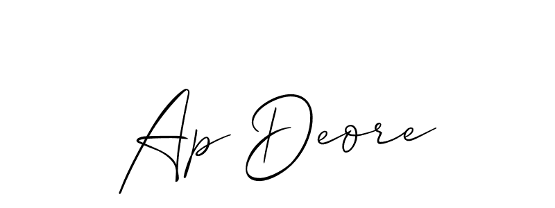 It looks lik you need a new signature style for name Ap Deore. Design unique handwritten (Allison_Script) signature with our free signature maker in just a few clicks. Ap Deore signature style 2 images and pictures png