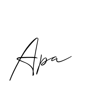 Use a signature maker to create a handwritten signature online. With this signature software, you can design (Allison_Script) your own signature for name Apa. Apa signature style 2 images and pictures png