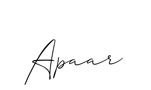 Design your own signature with our free online signature maker. With this signature software, you can create a handwritten (Allison_Script) signature for name Apaar. Apaar signature style 2 images and pictures png