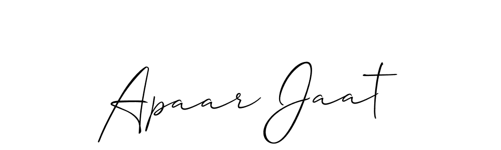 Create a beautiful signature design for name Apaar Jaat. With this signature (Allison_Script) fonts, you can make a handwritten signature for free. Apaar Jaat signature style 2 images and pictures png
