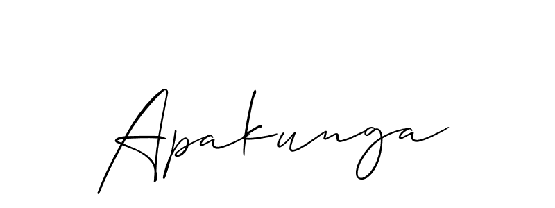 It looks lik you need a new signature style for name Apakunga. Design unique handwritten (Allison_Script) signature with our free signature maker in just a few clicks. Apakunga signature style 2 images and pictures png