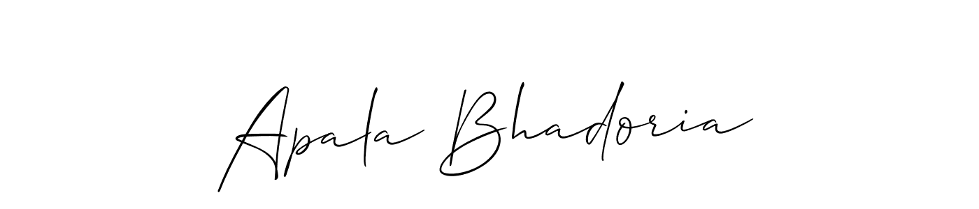 Create a beautiful signature design for name Apala Bhadoria. With this signature (Allison_Script) fonts, you can make a handwritten signature for free. Apala Bhadoria signature style 2 images and pictures png