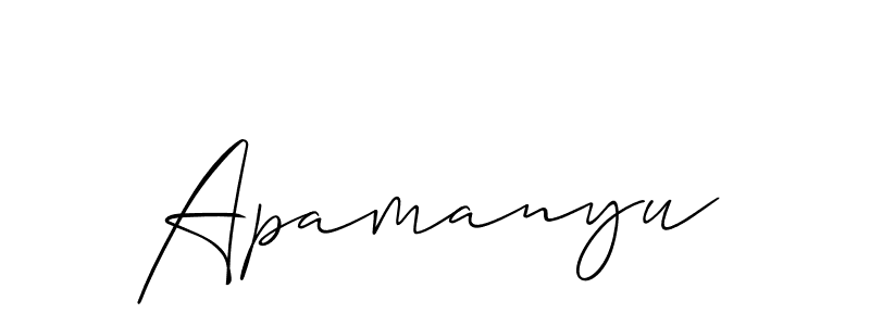 Use a signature maker to create a handwritten signature online. With this signature software, you can design (Allison_Script) your own signature for name Apamanyu. Apamanyu signature style 2 images and pictures png