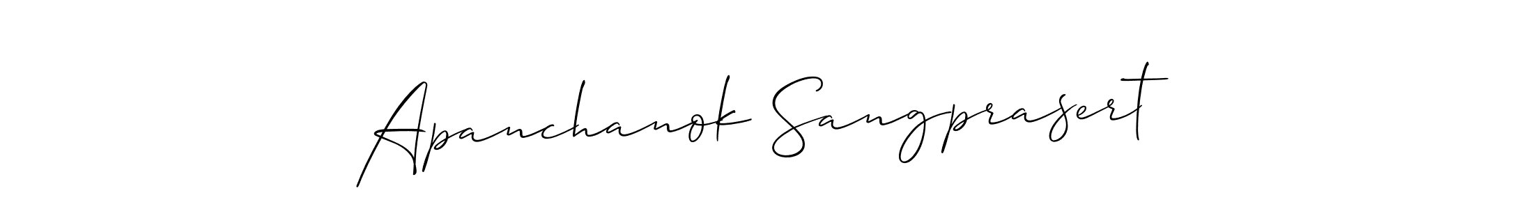 Similarly Allison_Script is the best handwritten signature design. Signature creator online .You can use it as an online autograph creator for name Apanchanok Sangprasert. Apanchanok Sangprasert signature style 2 images and pictures png