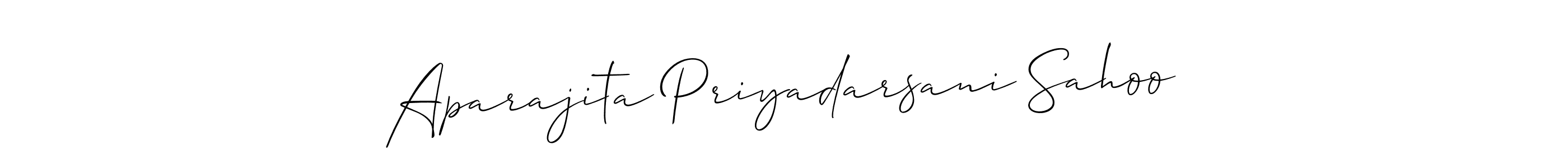 How to make Aparajita Priyadarsani Sahoo name signature. Use Allison_Script style for creating short signs online. This is the latest handwritten sign. Aparajita Priyadarsani Sahoo signature style 2 images and pictures png
