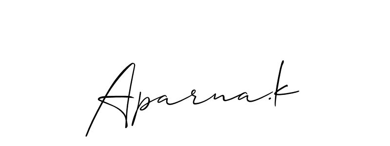 How to make Aparna.k signature? Allison_Script is a professional autograph style. Create handwritten signature for Aparna.k name. Aparna.k signature style 2 images and pictures png