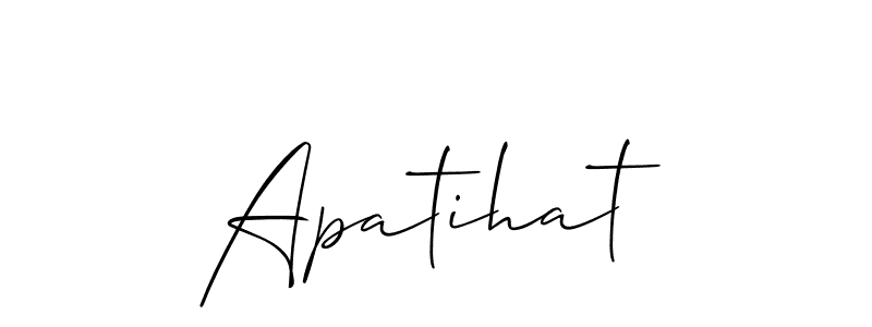 The best way (Allison_Script) to make a short signature is to pick only two or three words in your name. The name Apatihat include a total of six letters. For converting this name. Apatihat signature style 2 images and pictures png