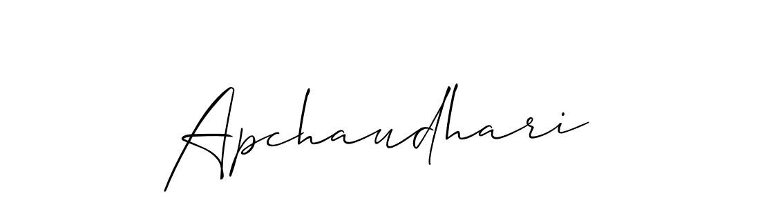 Make a beautiful signature design for name Apchaudhari. With this signature (Allison_Script) style, you can create a handwritten signature for free. Apchaudhari signature style 2 images and pictures png