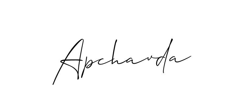 Design your own signature with our free online signature maker. With this signature software, you can create a handwritten (Allison_Script) signature for name Apchavda. Apchavda signature style 2 images and pictures png