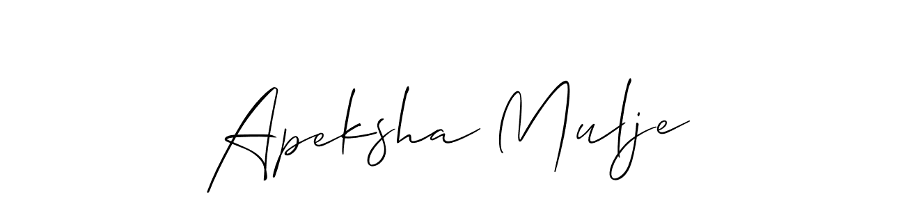 Make a short Apeksha Mulje signature style. Manage your documents anywhere anytime using Allison_Script. Create and add eSignatures, submit forms, share and send files easily. Apeksha Mulje signature style 2 images and pictures png