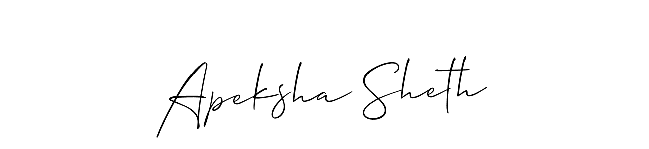 Use a signature maker to create a handwritten signature online. With this signature software, you can design (Allison_Script) your own signature for name Apeksha Sheth. Apeksha Sheth signature style 2 images and pictures png