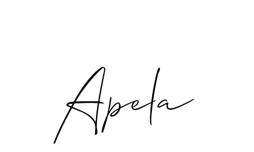 The best way (Allison_Script) to make a short signature is to pick only two or three words in your name. The name Apela include a total of six letters. For converting this name. Apela signature style 2 images and pictures png