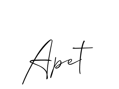 The best way (Allison_Script) to make a short signature is to pick only two or three words in your name. The name Apet include a total of six letters. For converting this name. Apet signature style 2 images and pictures png