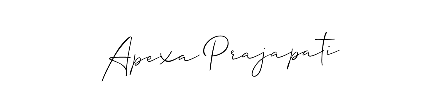 It looks lik you need a new signature style for name Apexa Prajapati. Design unique handwritten (Allison_Script) signature with our free signature maker in just a few clicks. Apexa Prajapati signature style 2 images and pictures png